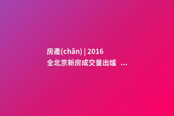 房產(chǎn) | 2016全北京新房成交量出爐， 順義漲幅最大